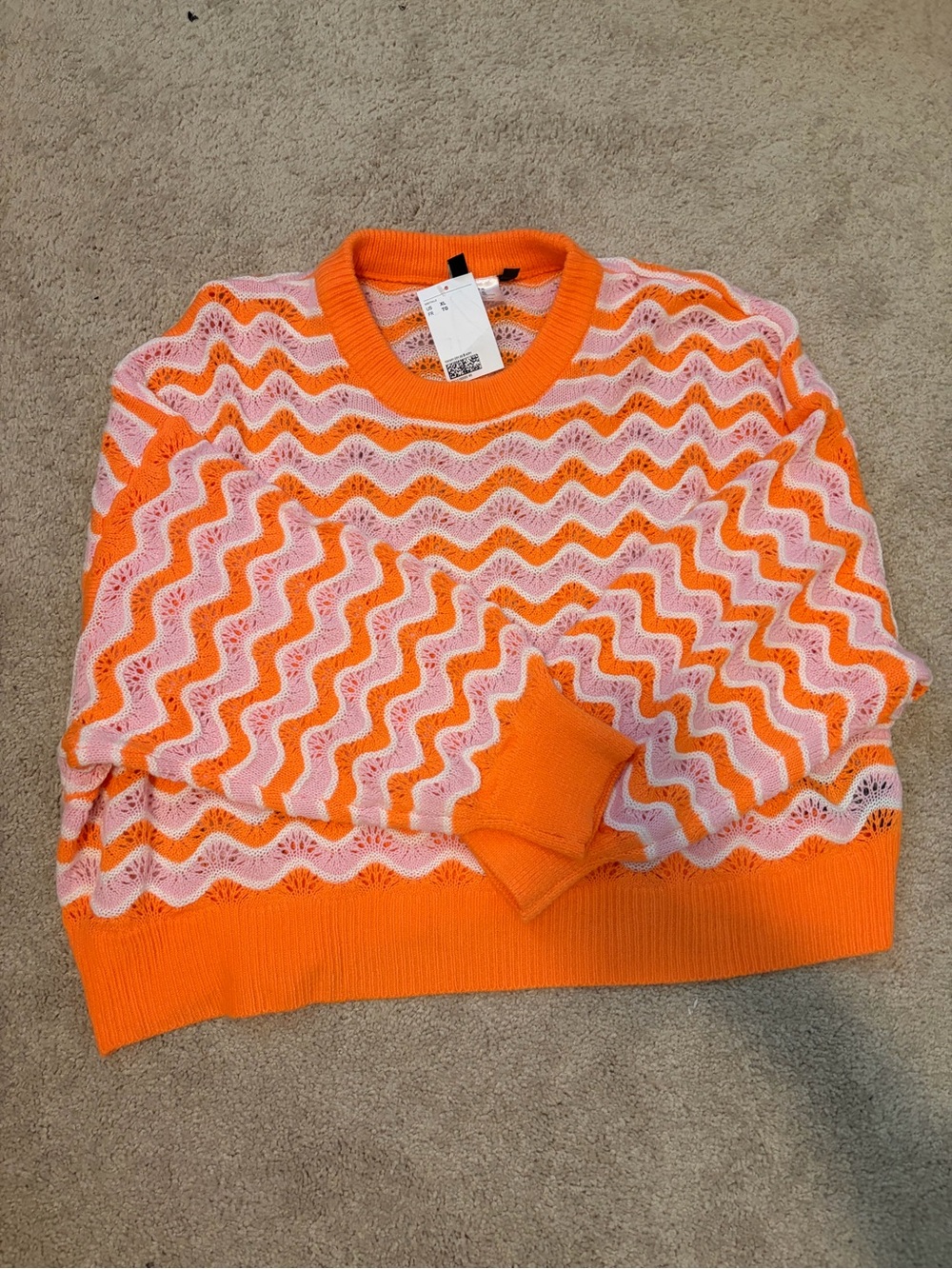 H&M Orange and Light Pink Wave Knit Sweater